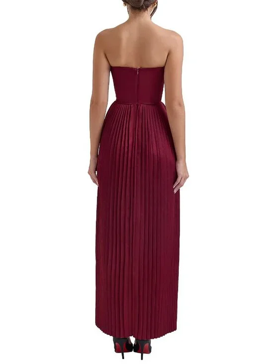 New! House of CB Cabernet Marcella Strapless Pleated Maxi Dress XS 36302 - Picture 5 of 16
